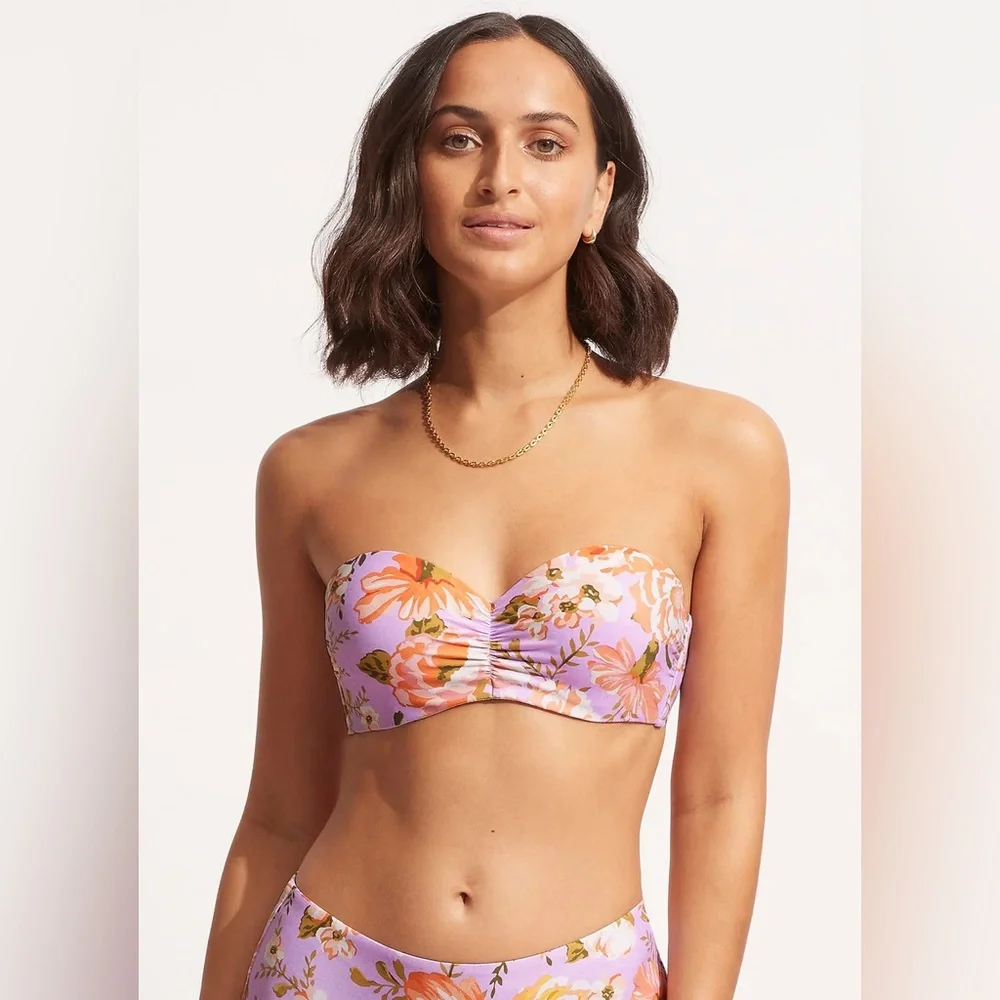 Seafolly Paradise Garden Bustier Bandeau - Lilac